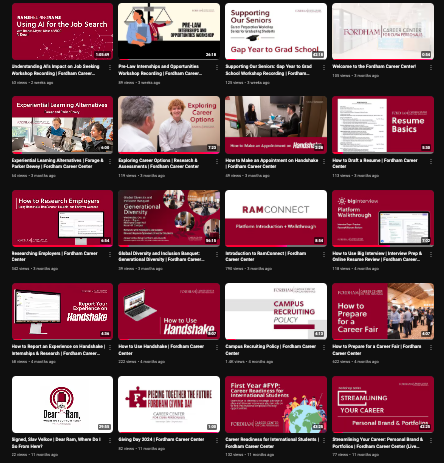 Fordham Career Center YouTube Content Marketing Strategy